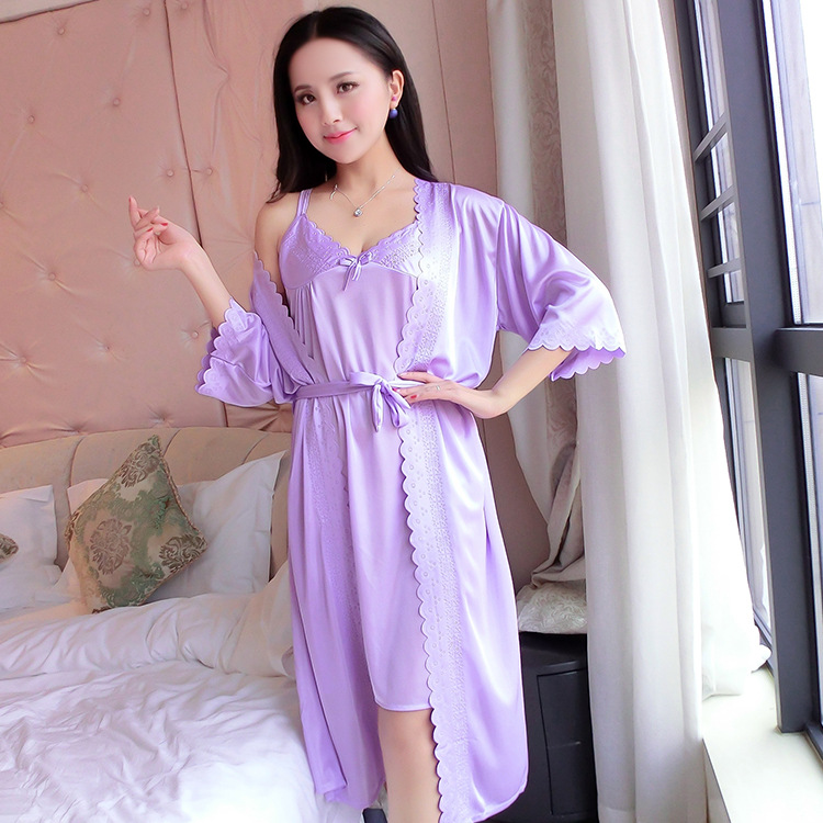 2 teile/satz Frauen Nachtwäsch – Robe Silk Women Bewertung und Preis